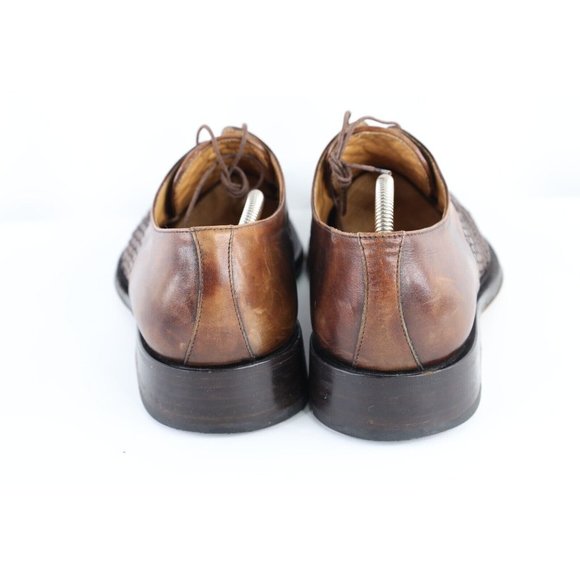 Bruno Magli Mens Size 11 M Braided Leather Oxford Dress Shoes Brown Italy Made main image 4